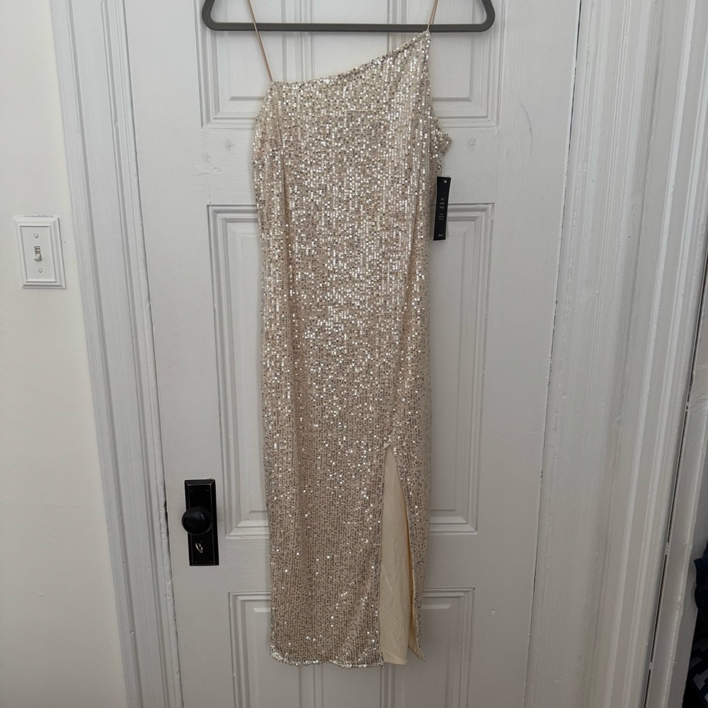 NWT NA-KD Sequin One-Shoulder Gown Size L